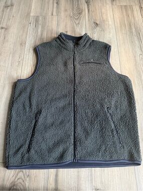 Tailor Vintage Men's Green Sherpa Fleece Vest - Lightweight Layering Size Large